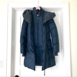 Mackage Brigit Knit Trim Down Coat Navy NS